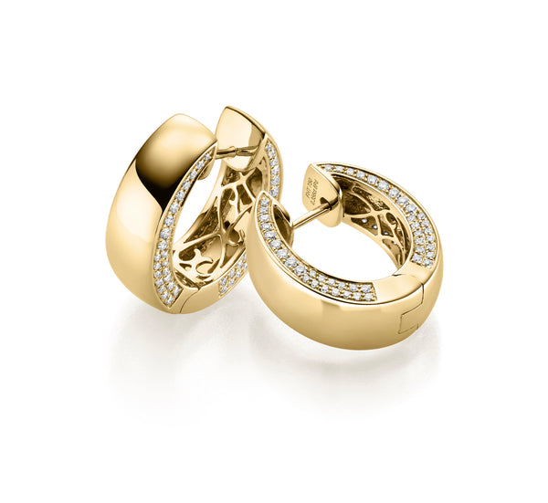 18K Gold and diamond hoop earrings