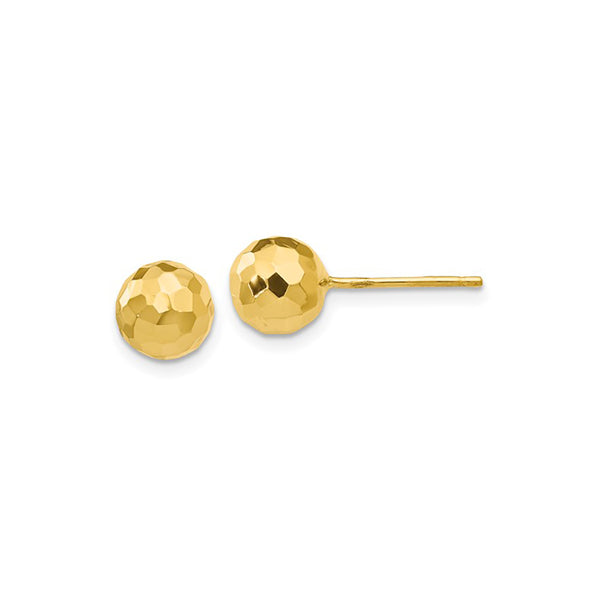 14KT Gold Faceted Gold Ball Stud Earrings