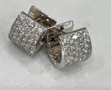 18K White Gold Pave Set Diamond Huggie Earrings
