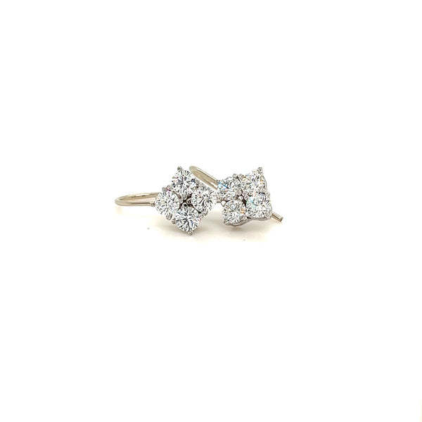 14kt white gold cluster Lab diamond  earrings.