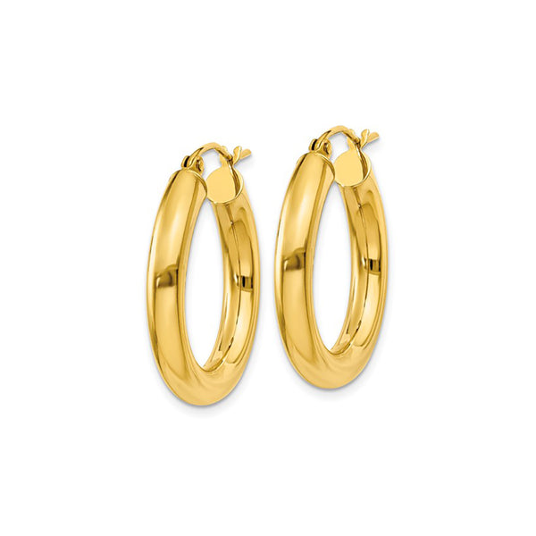 14KT Gold Thick Hoop Earrings, 25mm