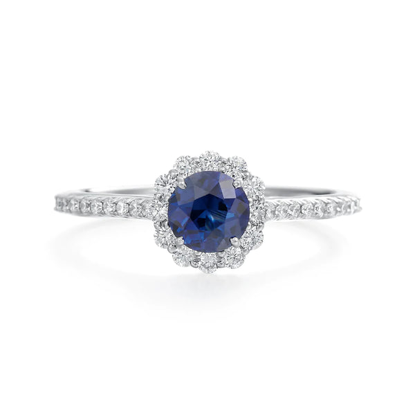 18KT White Gold Blue Sapphire and Diamond Ring