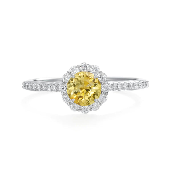 18KT Gold, Yellow Sapphire and Diamond Ring