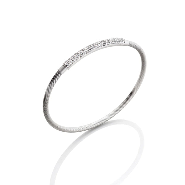 Platinum Steel Diamond Spiral Bracelet