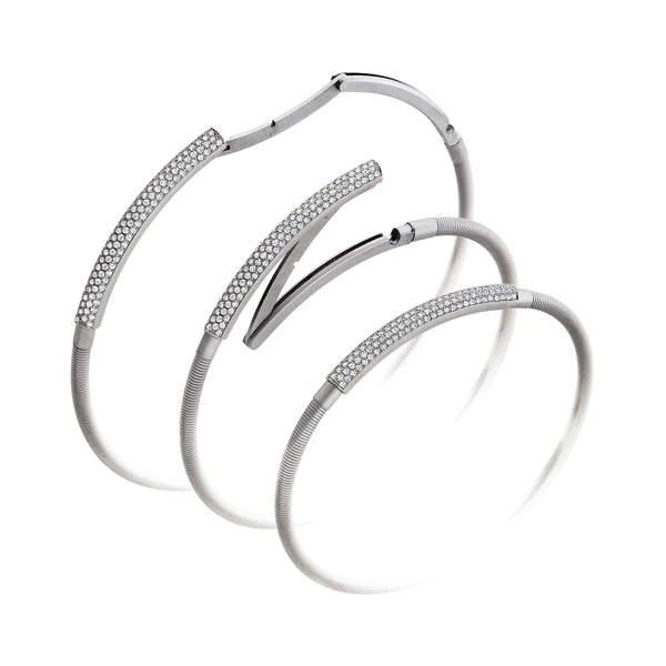 Platinum Steel Diamond Spiral Bracelet