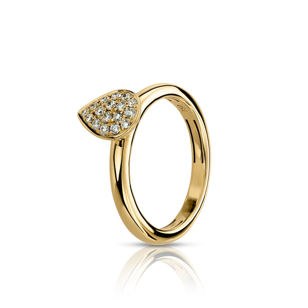 18KT. Gold Pavé Diamond Teardrop Ring