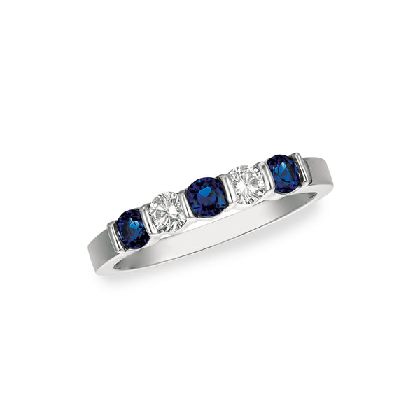 Platinum Ring with Diamonds & Sapphires