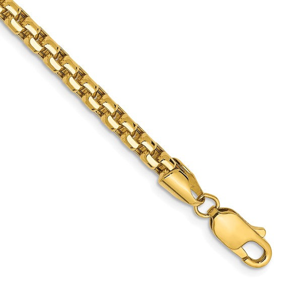 14KT Gold Box Chain Bracelet, 8"