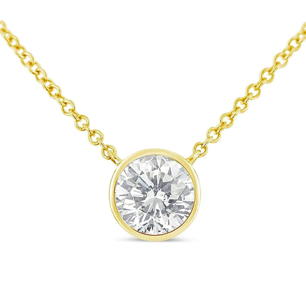Bezel Set Diamond Pendant in 14KT Yellow Gold