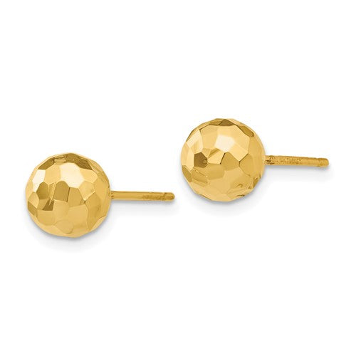 14KT Gold Faceted Gold Ball Stud Earrings