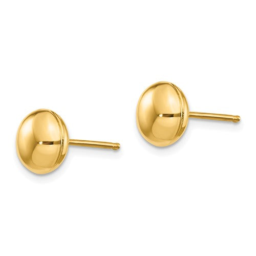 14KT Gold Button Stud Earrings, 8mm