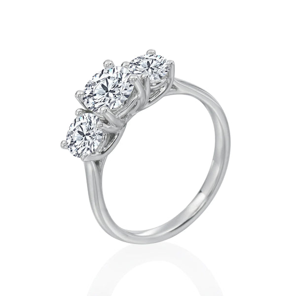 18KT White Gold 3-Stone Lab Diamond Ring