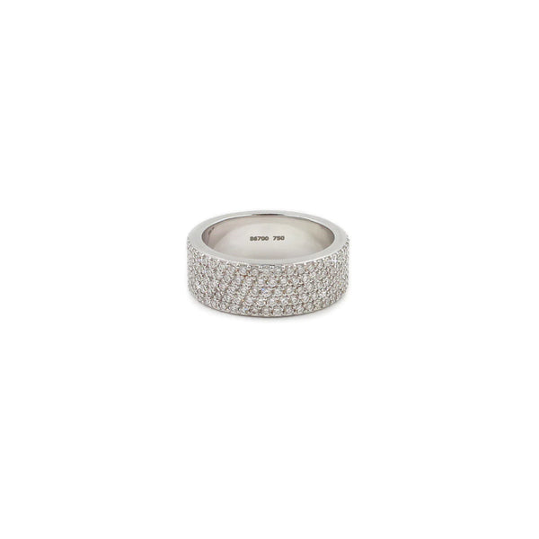 18KT White Gold 5-Row Pavé Diamond Ring