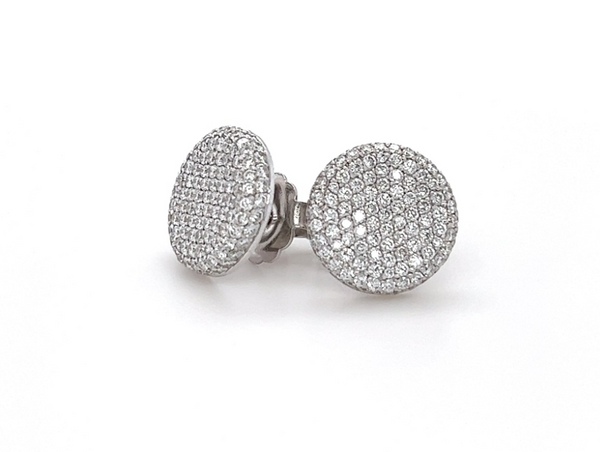 Pavé Diamond Button Earrings