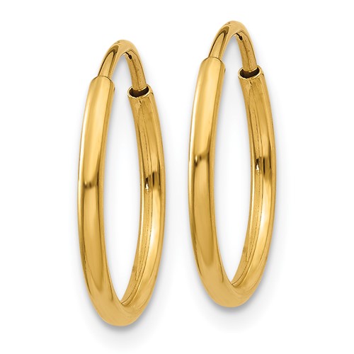 14KT Gold Thin Hoop Earrings, 14mm