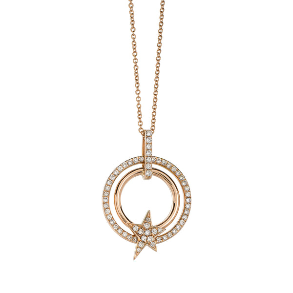 18KT Rose Gold Diamond Star Pendant Necklace