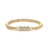 18kt yellow gold stretch bracelet set with 3  sliding diamonds