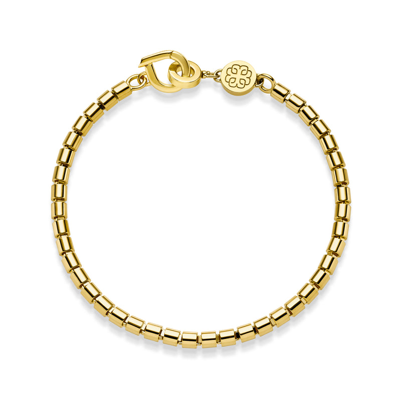 18K Yellow Gold Classic Round Link Bracelet, 17cm
