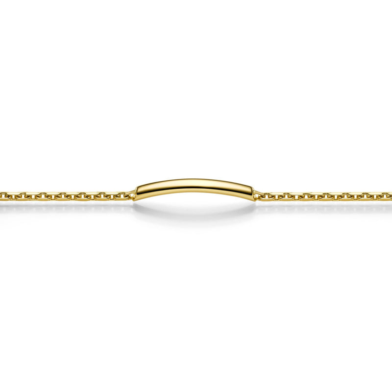 18K Yellow Gold Classic Round ID Bracelet, 19cm