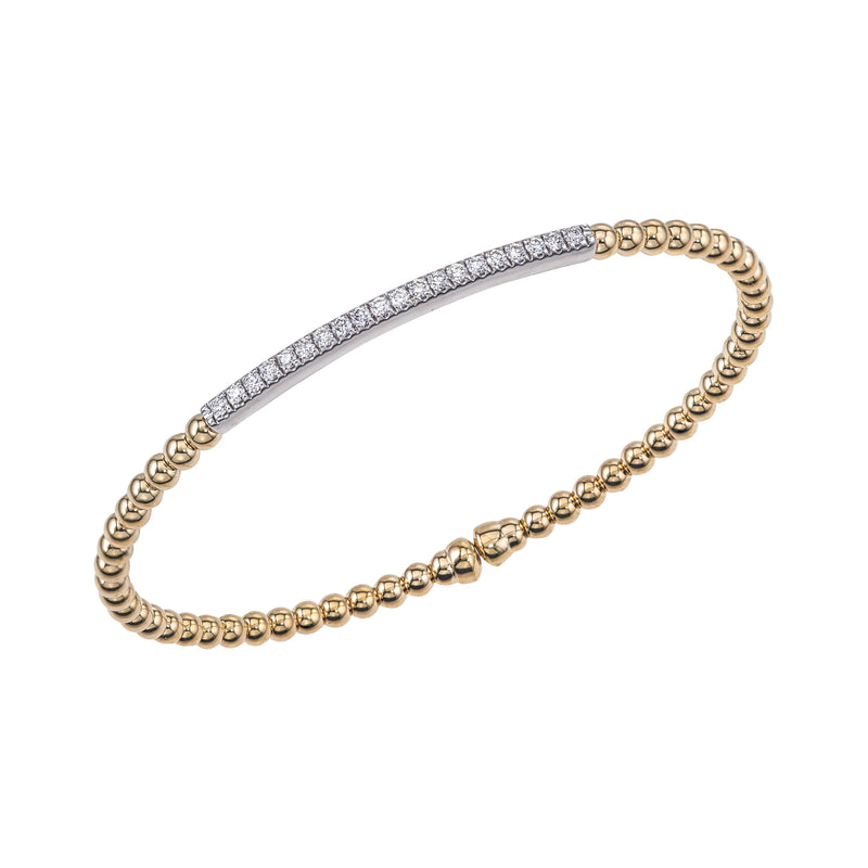 18KT Gold Cuff Bracelet with Diamond Bar