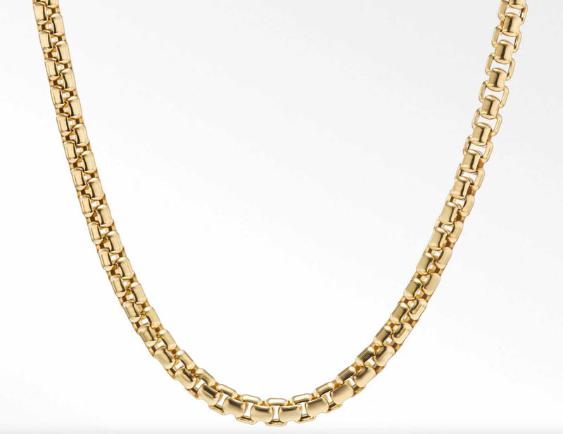 18KT Gold Venetian Box Link Necklace, 30"