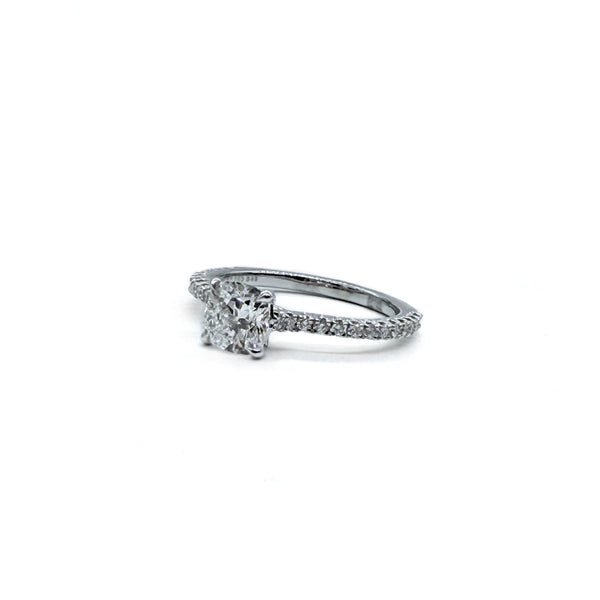 18KT WG Cushion Lab Diamond Engagement Ring, 1.03ct.