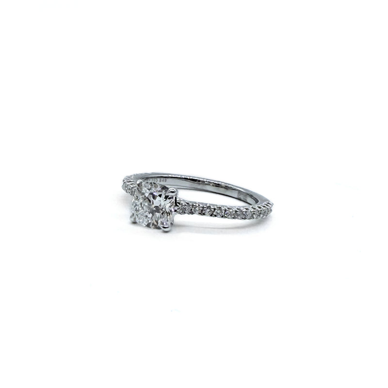 18KT WG Cushion Lab Diamond Engagement Ring, 1.03ct.