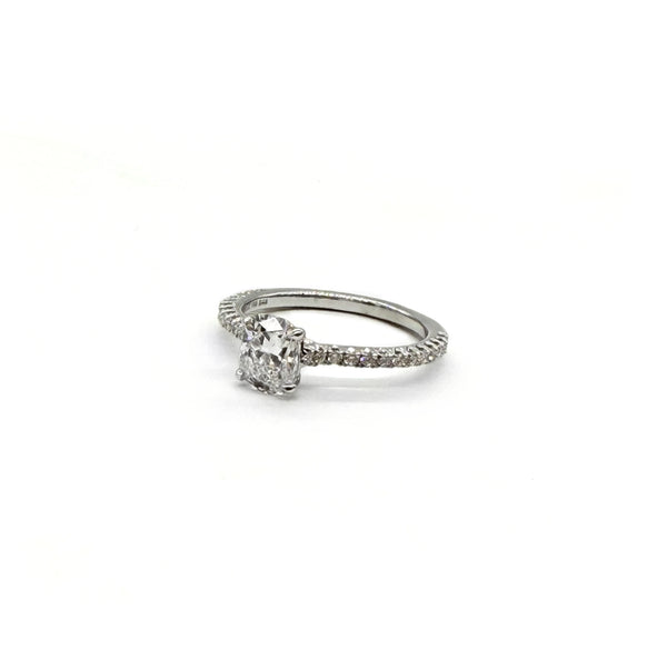 18KT WG Cushion Lab Diamond Engagement Ring, 1.03ct.