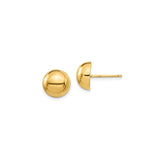 14KT Gold Button Stud Earrings, 10mm