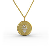 Gold Hamsa Coin Pendant
