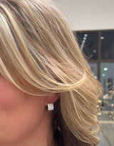 Diamond pave huggie earrings