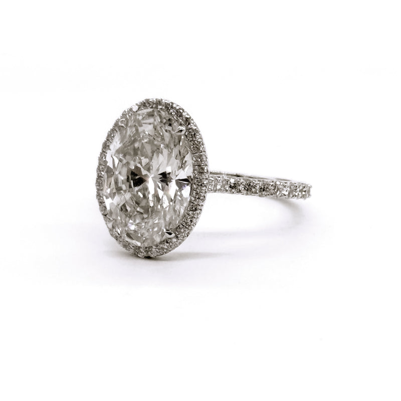 18KT WG Oval Lab 4.51ct. Diamond Engagement Ring