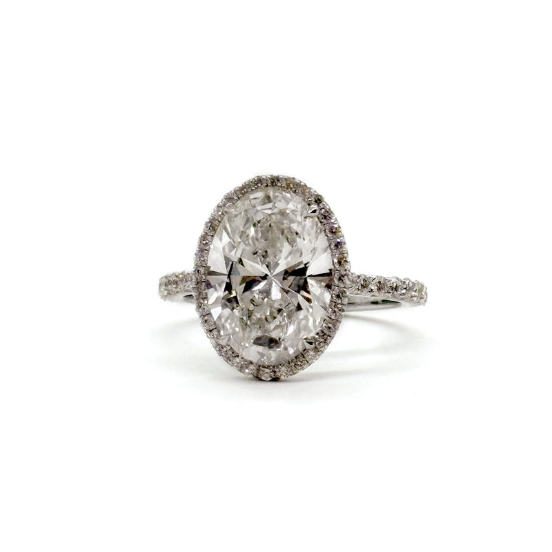 18KT WG Oval Lab 4.51ct. Diamond Engagement Ring
