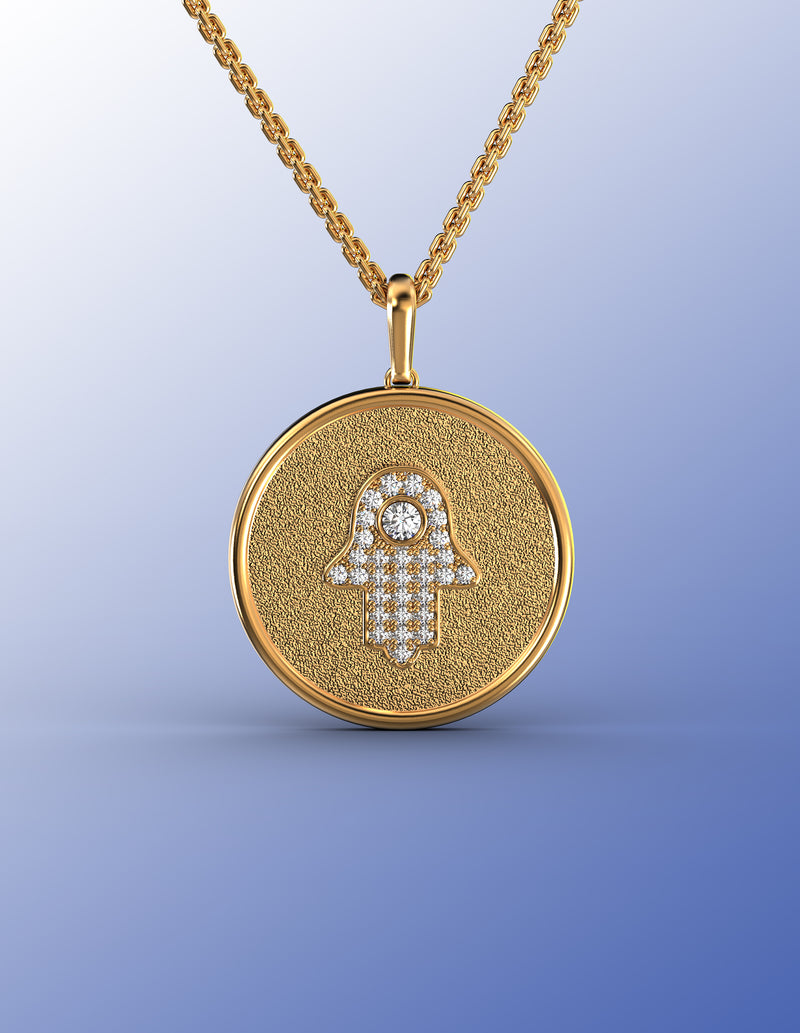 Gold Hamsa Coin Pendant