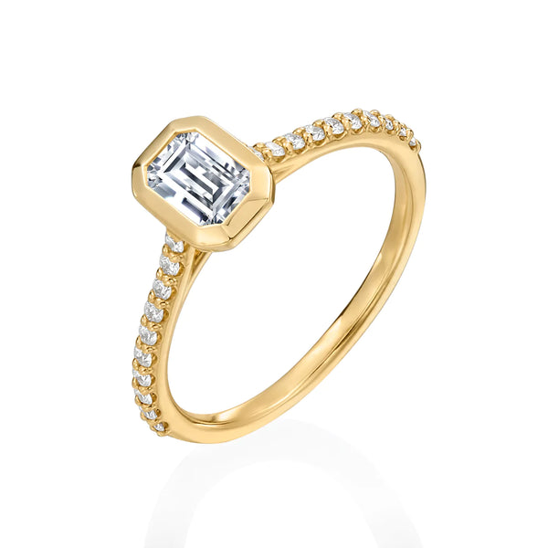 18KT Gold Emerald Cut Lab-Grown Diamond Ring