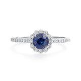 18KT White Gold Blue Sapphire and Diamond Ring