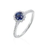 18KT White Gold Blue Sapphire and Diamond Ring