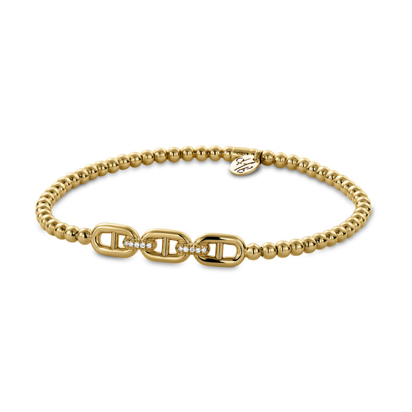 18KT. Yellow Gold & Diamond Thin Stretch Bracelet