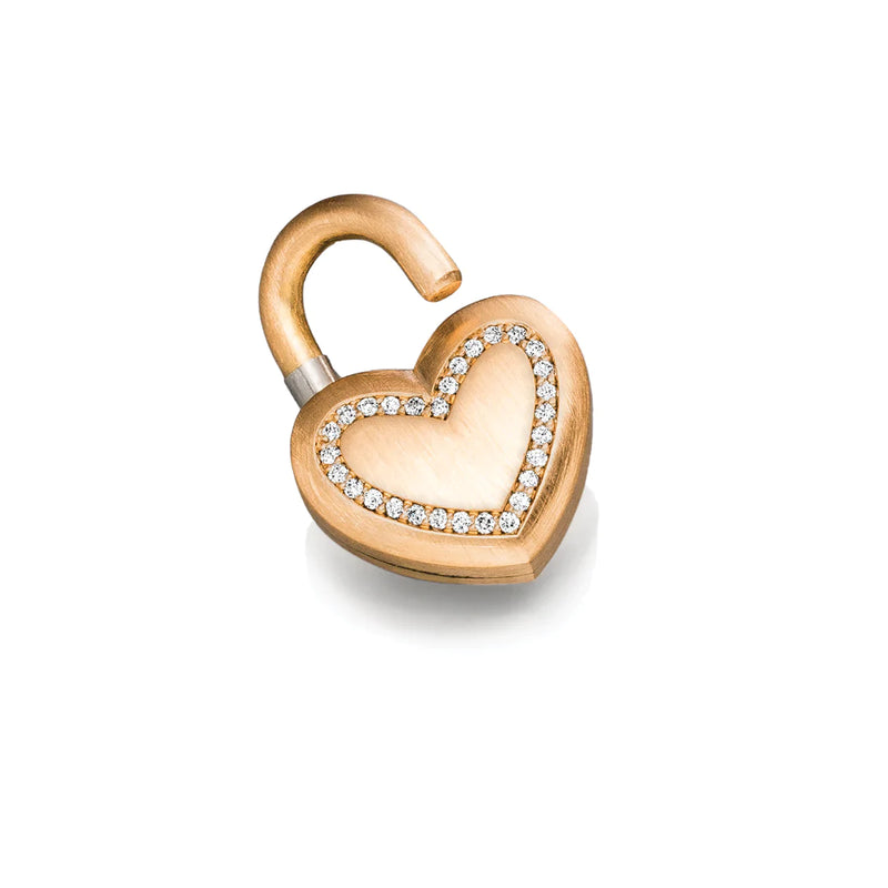 18KT Rose Gold & Diamond Heart Pendant/Lock