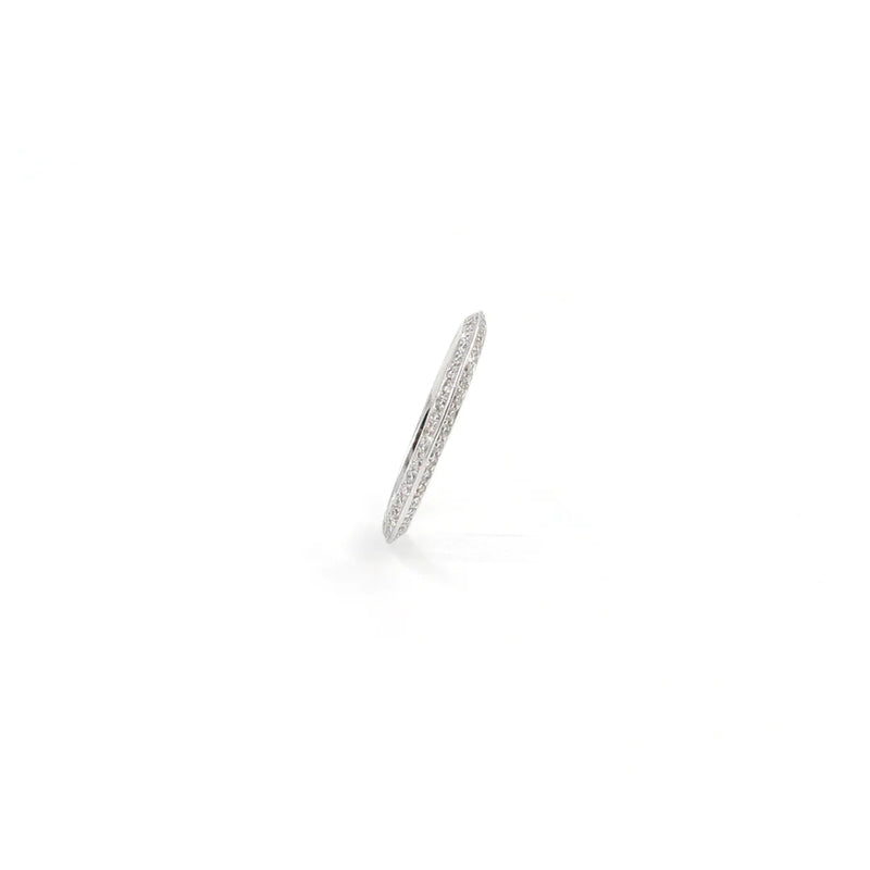 18KT White Gold Diamond Knife-Edge Band