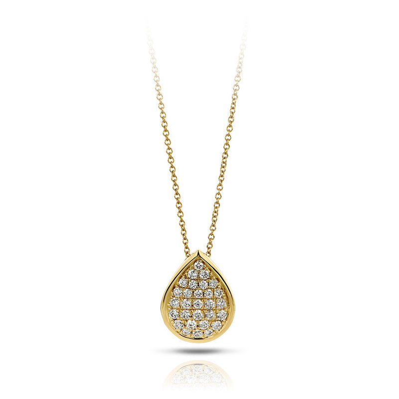 18KT. Gold & Diamond Teardrop Pendant Necklace