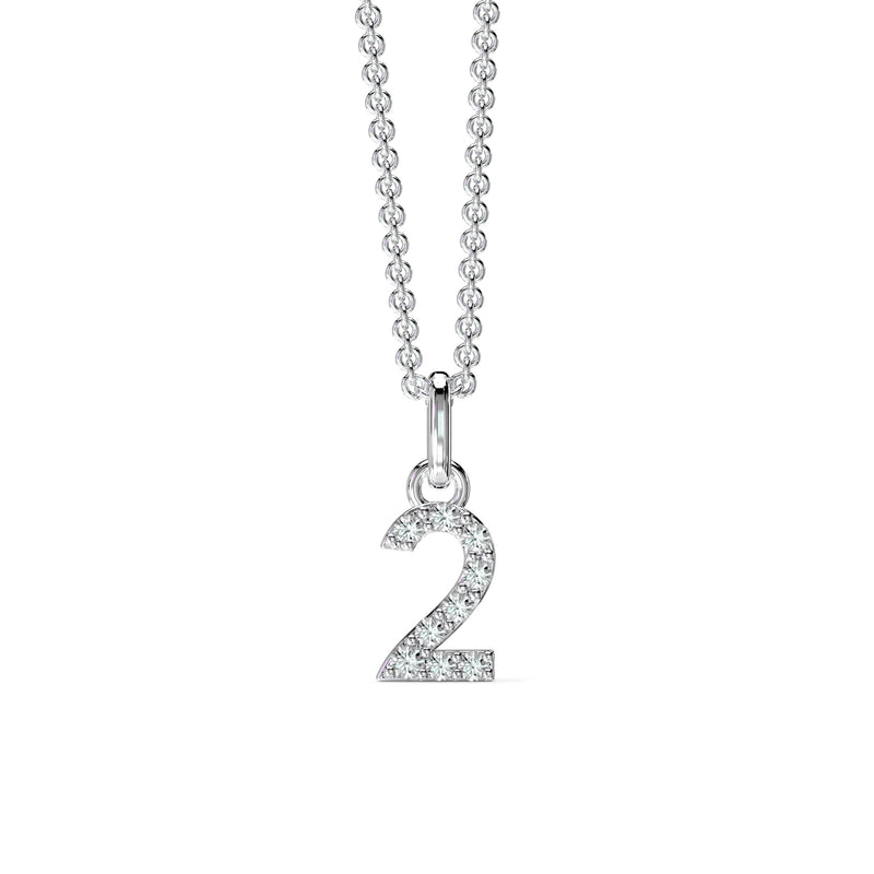 18KT White Gold Petite Diamond Number Pendant - 2