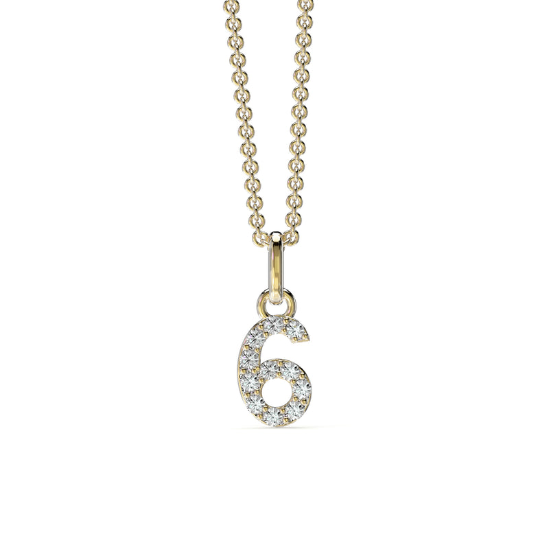 18KT Yellow Gold Petite Diamond Number Pendant - 6