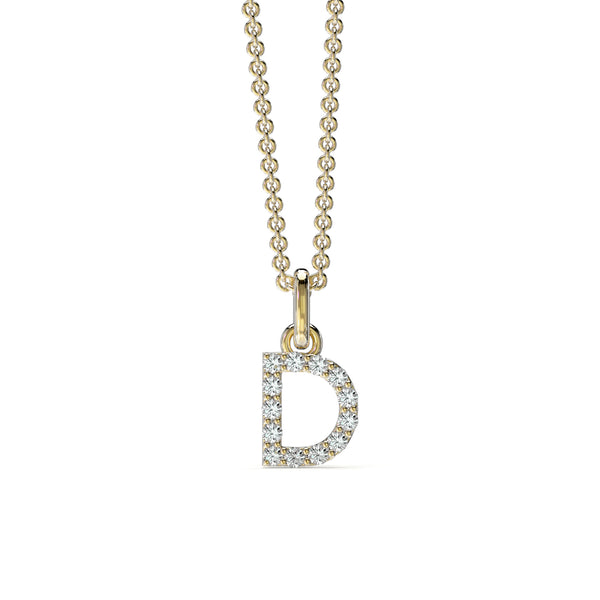 18KT Yellow Gold Petite Diamond Initial Pendant - D