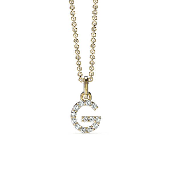 18KT Yellow Gold Petite Diamond Initial Pendant - G