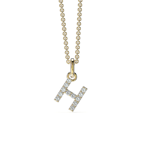 18KT Yellow Gold Petite Diamond Initial Pendant - H