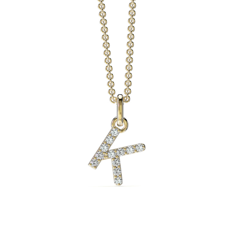 18KT Yellow Gold Petite Diamond Initial Pendant - K