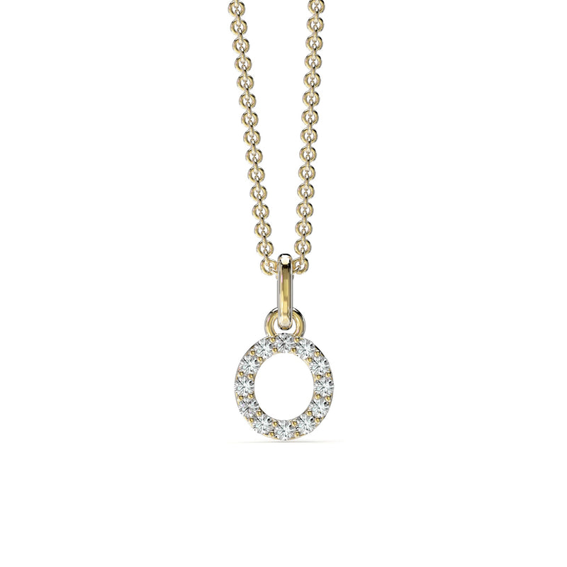 18KT Yellow Gold Petite Diamond Number Pendant -0