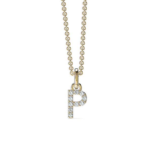 18KT Yellow Gold Petite Diamond Initial Pendant - P