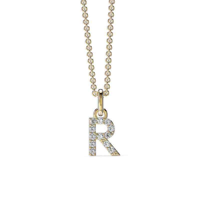 18KT Yellow Gold Petite Diamond Initial Pendant - R